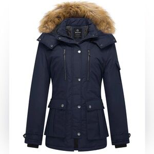 Small Navy Winter Parka With Removable Hood